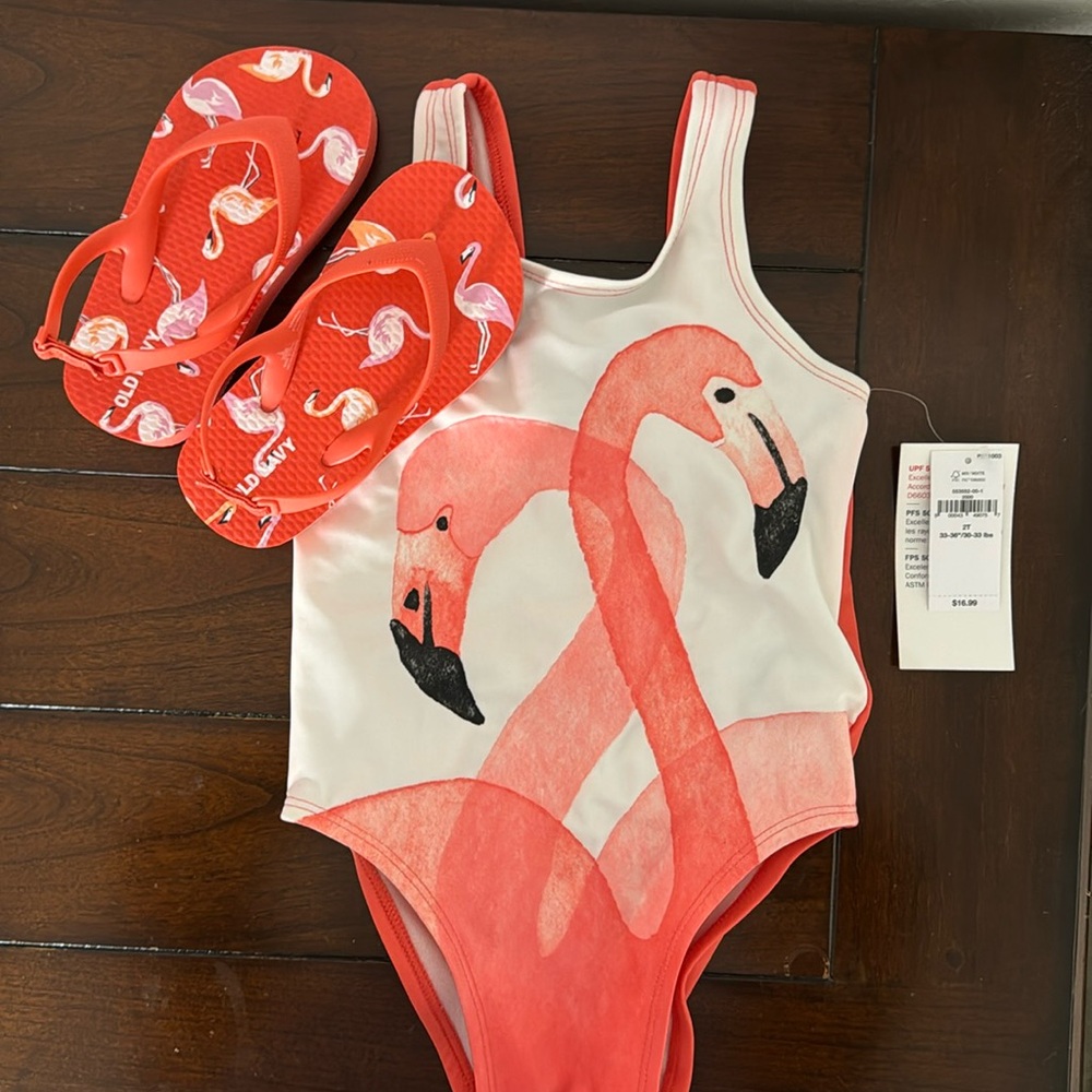 New Flamingo Toddler Swimsuit set